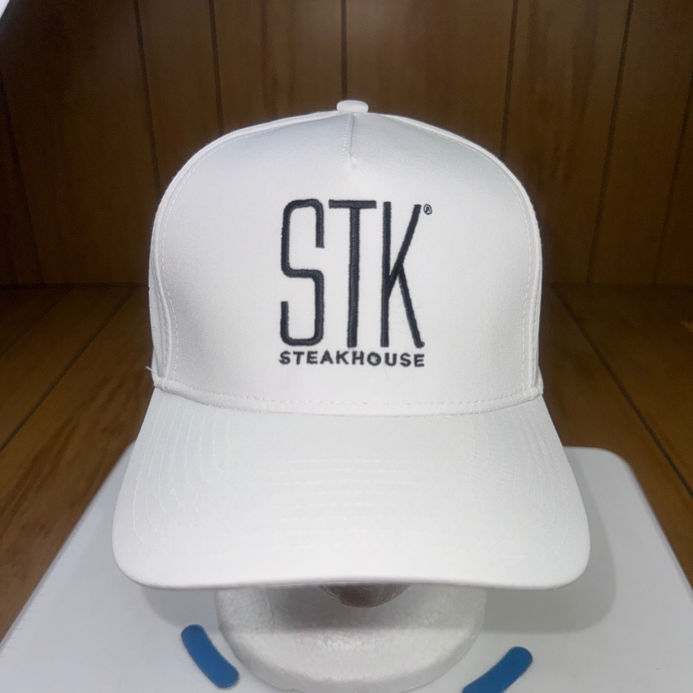 STK‎ Steakhouse White Snapback Hat Hit Perforated Breathable Mens Cap OSFM